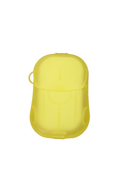 Flippy Mini cutie de săpun din hârtie, rabatabilă, de unică folosință, portabilă, potrivită pentru călătorii, 20 de coli, galbenă