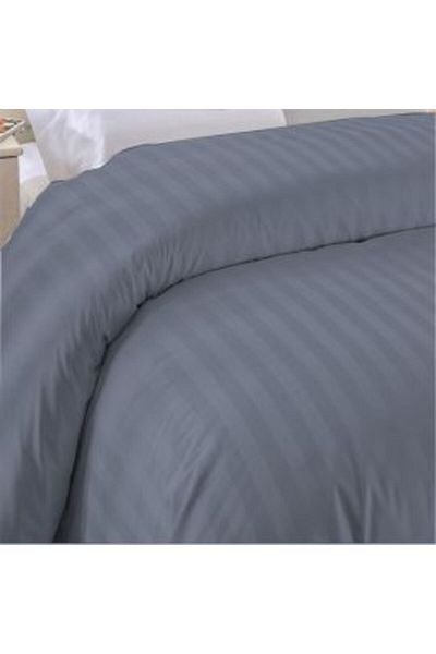 HomePuls Cearsaf de pilota 2 persoane Damasc Bumbac 100% tip Hotel cu dunga 1 cm, 180 x 220 cm, Gri Antracit