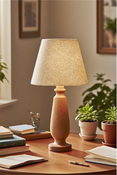 571 Store Magnolia Table Lampshade Wooden Body Fabric Headboard Decorative Table Lamp Night Light