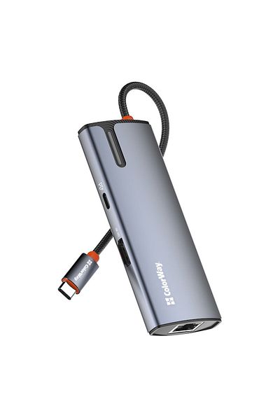 Primlife Stație de andocare, USB, Tip-C, HDMI, RJ45, D24, Silicon, ColorWay CW HUB02, Argintiu