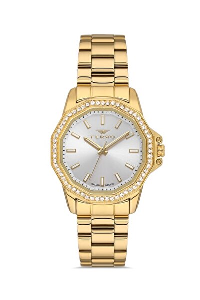 FERRO Fl21540Awt-B Quartz Steel Gold Color 32 mm Women Wrist Watch