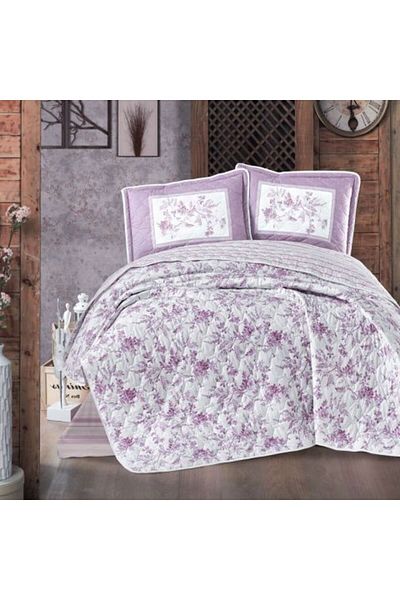 Clasy Set cuvertură Matelasse - Pat dublu 240x260 cm și două fețe de pernă 50x70 cm, Lila MONTERA V 1