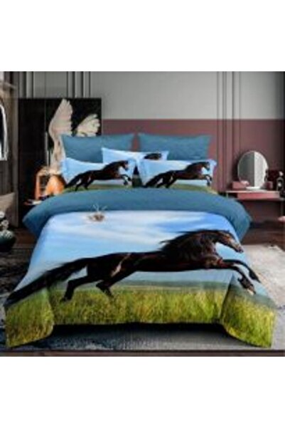 Ralex Bedding Set for Single Bed Cotton Finet 3D 3 Pieces 160 x 230 cm, Bichon Puppies, White Green, Pucio