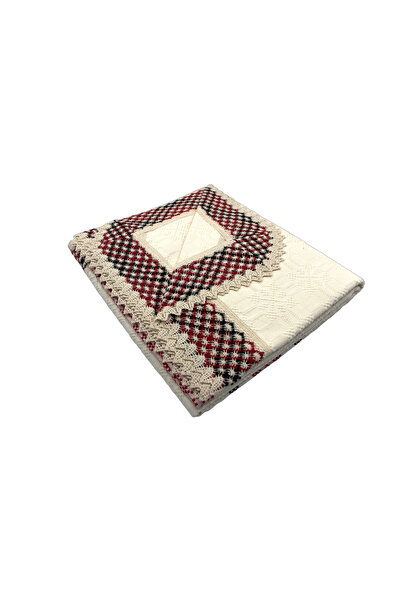 Nicoratex Față de masă dreptunghiulară crem cu dantelă roșie și neagră 300×16...