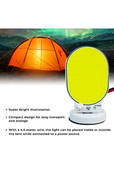 3XR مصباح طوارئ COB LH-650W مزود بسلك بطول 4.5 متر للتخييم والأنشطة الخارجية والإصلاح والاستخدام المنزلي 7908-4