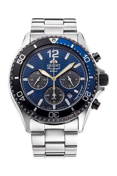 Orient Men's Blue Solar, Japanese, stop second