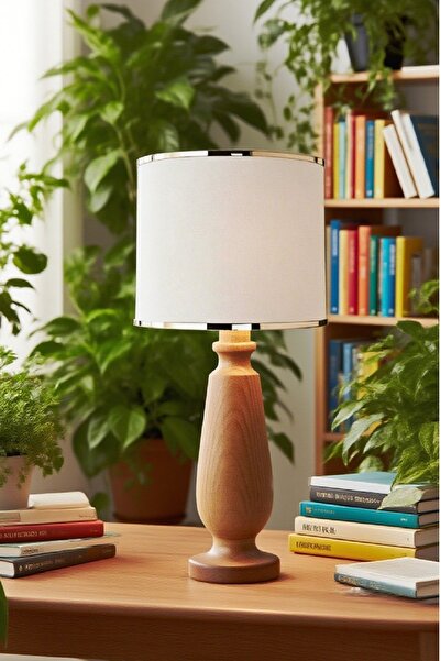 571 Store Magnolia Table Lampshade Wooden Body Fabric Headboard Decorative Table Lamp Night Light