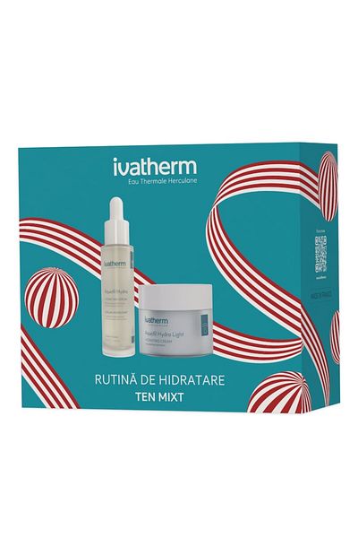 IVATHERM Cremă hidratantă + Ser cu peptide și HA Aquafil Hydra Light, 50 ml + 30 ml,