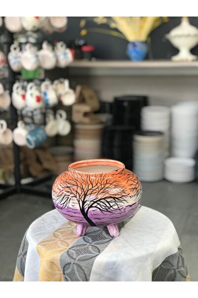 RGS HOMELİFE Ceramică realizată manual cu model apus de soare albastru cobalt...