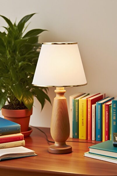 571 Store Magnolia Table Lampshade Wooden Body Fabric Headboard Decorative Table Lamp Night Light