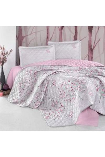Clasy Quilted Double Bedspread 240 x 260 cm with 2 Pillowcases 50 x 70 cm, White SALIDA V2