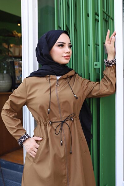 ALNİSS COLLECTİON Büyük Beden İçi Leopar Desenli Trençkot