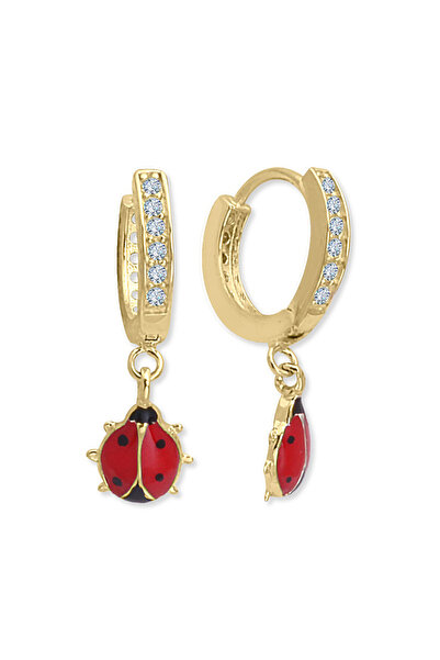 Aslı Gold Uğur Böcekli Altın Küpe (KP0495)