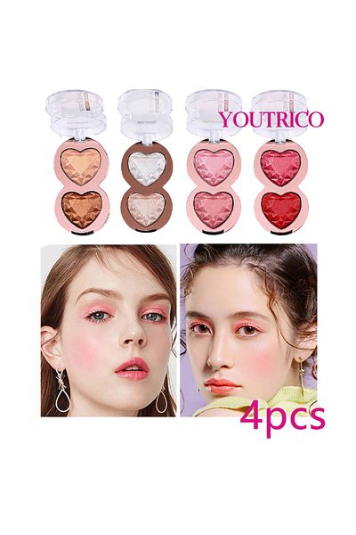 Youtrico 4pcs Blush&Eyeshadow&Body Highlights,Bicolor Fine flash