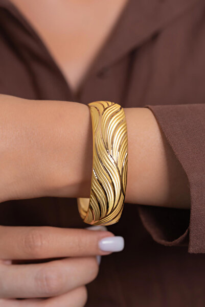 15 Gram 22 Ayar Dalga Desenli Şarnel Yatırımlık Bilezik