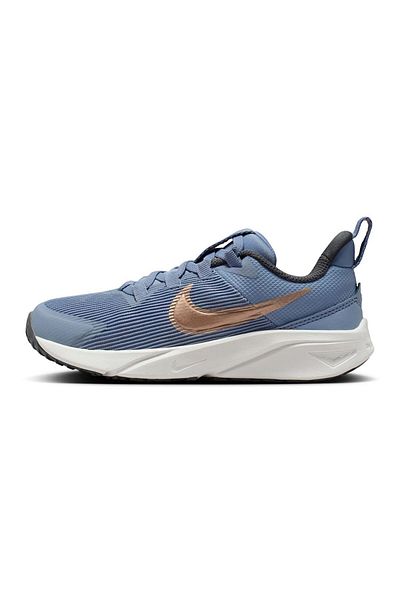 Nike Star Runner 4 Elastic Lace Shoes - Ashen Slate/Armoury Navy/Pure Platinum/Metallic Red Bronze