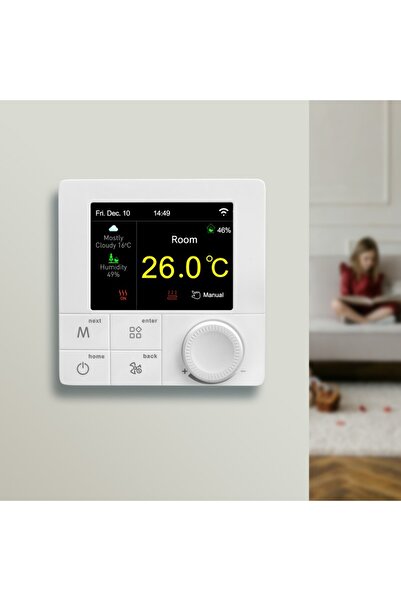 BeOk Termostat digital Wifi, programabil, ecran LCD, control vocal, Android, smartphone iOS, alb