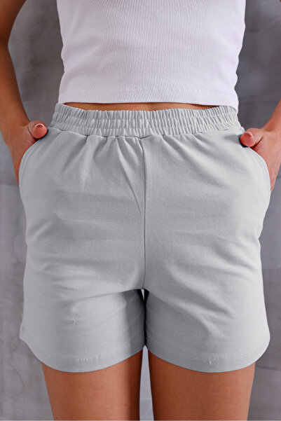 Sapientia Shorty Elastic Waist Shorts for Women, Cotton, Comfortable Fit, Summer Home and Casual Shorts, Shorts with Pockets