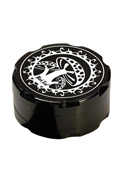 Black Leaf Grinder in a box, mushroom design, made of aluminum, black, 2 pieces Ø38mm