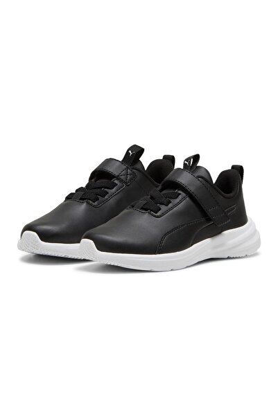 Puma Rickie Runner Hook-and-Loop Closure Sneakers - Black & White