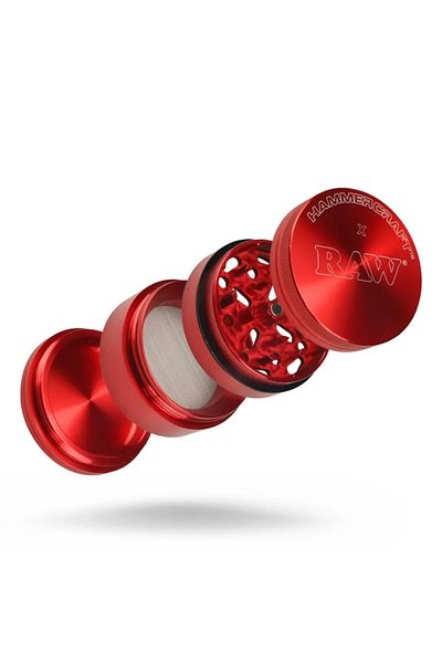 RAW Grinder HammerCraft x aluminum aerospace red 4 Parts Ø55mm
