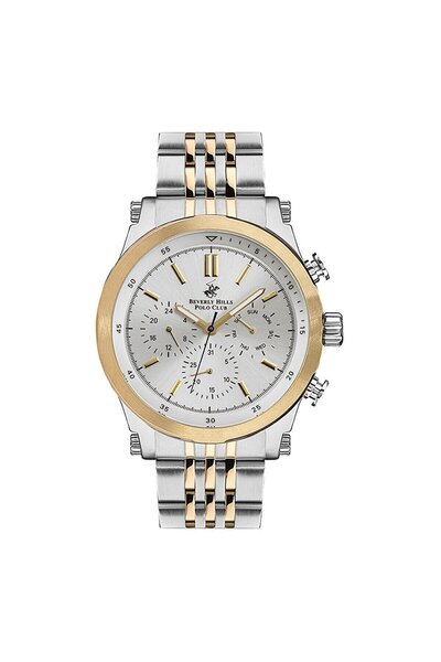 Beverly Hills Polo Club Bp3142X.330 Men's Wrist Watch – Silver Gold Steel Cas...
