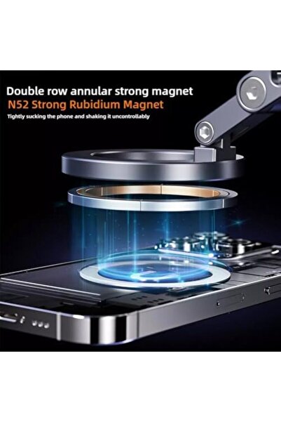 SASKA Vacuum Suction Magnetic Phone Holder X93 (Gray) - 360° Rotation Portable Magnetic Bracket