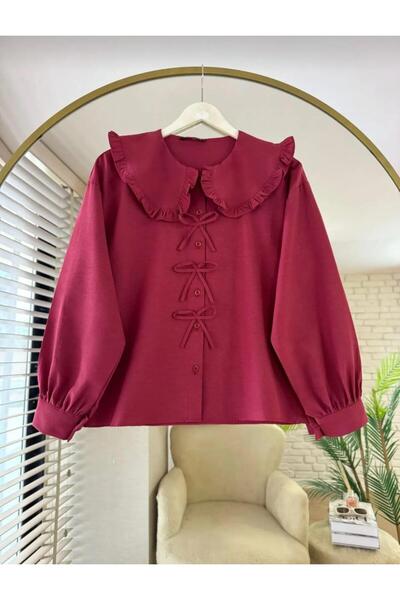 MODA Bebe yaka kurdele detaylı gömlek