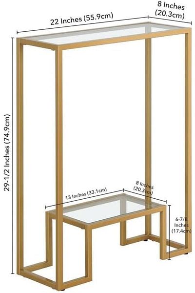 genric FFD Pre-Assembled Console Table with Glass Shelves and 1.3cm Thick Metal Frame - Modern Entryway