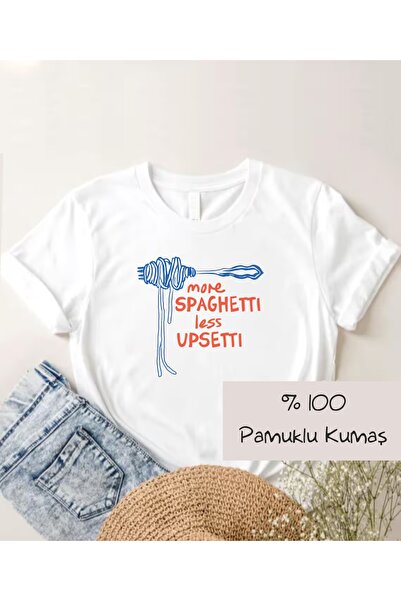 Hediyenza Spaghetti Printed Oversize T-Shirt Unisex 100% Cotton