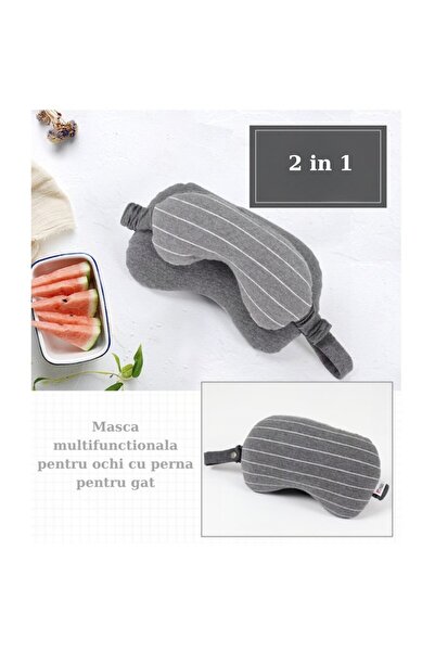 TnsAround 2-in-1 Sleep Mask with Headrest (Foam Particles & Cotton), Dark Grey