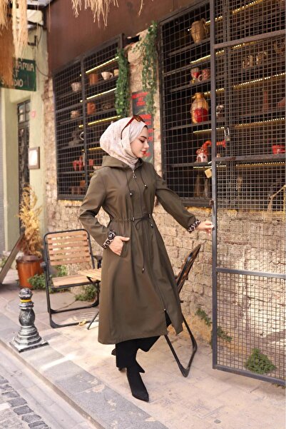 ALNİSS COLLECTİON Büyük Beden İçi Leopar Desenli Trençkot