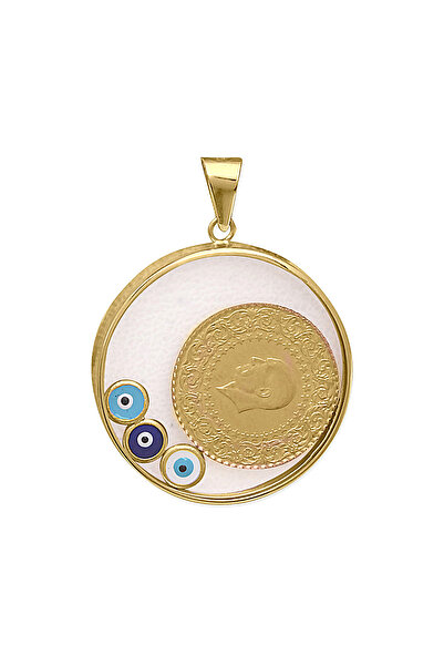 Aslı Gold Çeyrek Altınlı Camlı Nazar Kolye Ucu (UC0125)