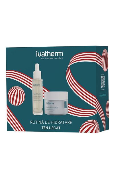 IVATHERM Cremă hidratantă HydraRich + ser cu peptide și HA Aquafil Hydra Rich, 50 ml + 30 ml,