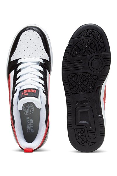 Puma Rebound V6 Lo Lace Up Sneakers - White/For All Time Red/Black
