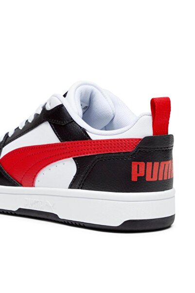 Puma Rebound V6 Lo Lace Up Sneakers - White/For All Time Red/Black