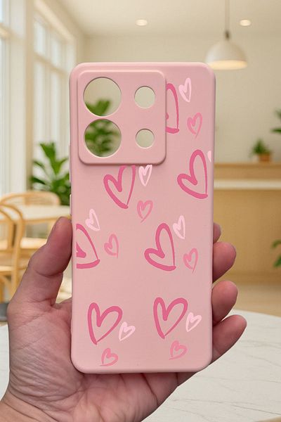 Vip Case Xiaomi Redmi Note 13 Pro 5G وردي على شكل قلب من السيليكون ممتص للصدمات حافظة مطاطية كلاسيكية محمية 277
