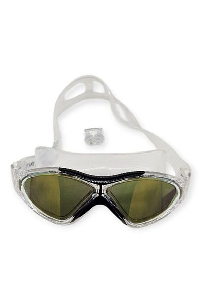 Budi Mirrored Swimming Surfing Goggles with Headphones Gift White/Black - 8170-m