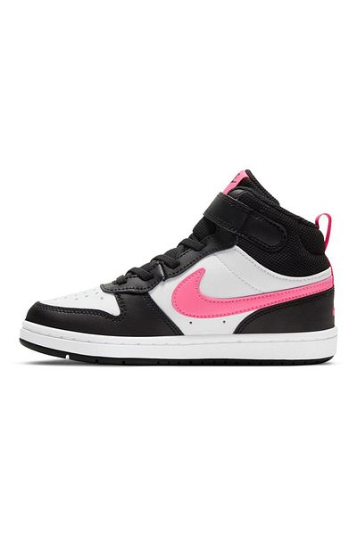 Nike Court Borough Mid 2 Elastic Lace Shoes - Black/Sunset Pulse/White