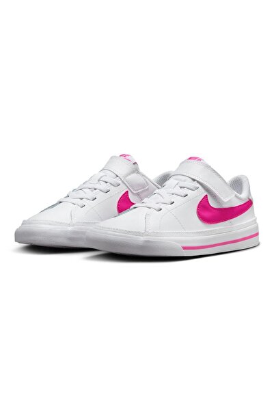 Nike Court Legacy Elastic Lace Shoes - White & Pink