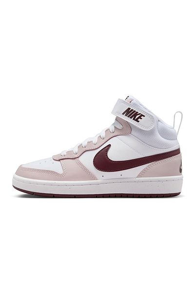 Nike Court Borough Mid 2 Hook-and-Loop Strap Closure Shoes - White/Platinum Violet/Burgundy Crush
