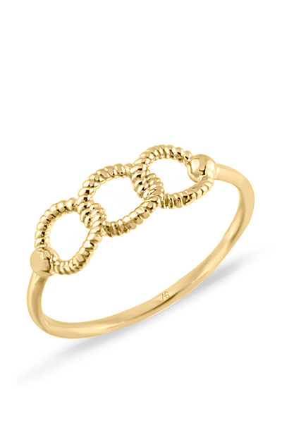 Aslı Gold Üç Halka Detay Altın Kombin Yüzük (YZK0666)