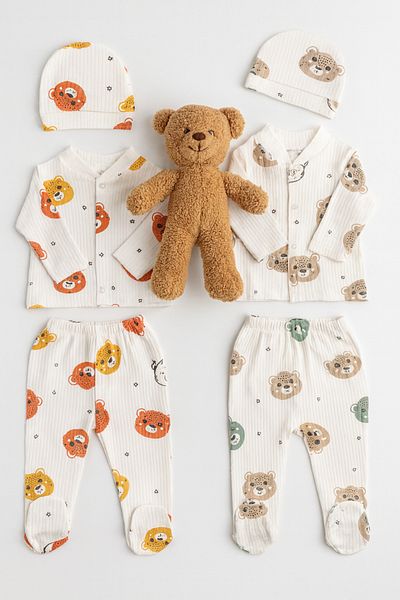 VERONA TARZ Baby Girl Boy 6 Piece Set Bottom-Top Set with Hat Corduroy Newborn Hospital Outlet Cotton