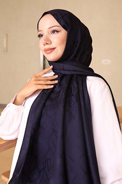 benguen Σάλι ζακάρ με σχέδιο Navy Blue İwpk110