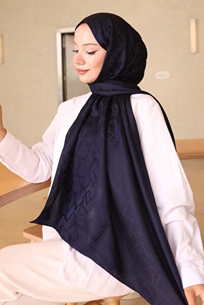 benguen Σάλι ζακάρ με σχέδιο Navy Blue İwpk110