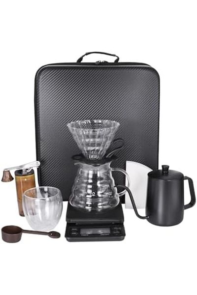 SUKILO Pour Over Coffee Maker Set – All-in-One Coffee Dripper Kit with Kettle, Scale, Grinder, Fil