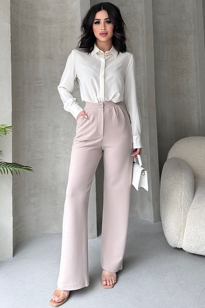 JamaisVu Women's High Waist Crepe Fabric Lycra Palazzo Pants