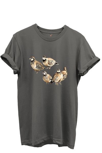WİDİ Five Piece Cake Printed Nature and Hunting Themed 100% Cotton Regular Fit Unisex T-Shirt