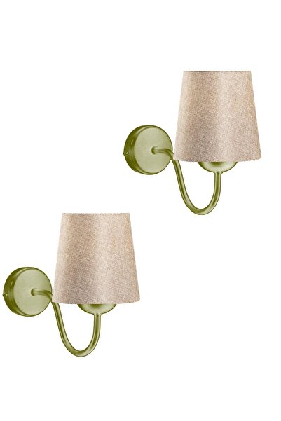 ABAJUR EVİM Wall Sconce with Lampshade Antique Body Burlap Fabric (2 Pieces)