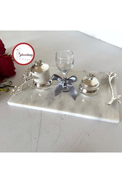 Gelincimherşey Gerçek Mermer Damat Kahvesi Tepsisi